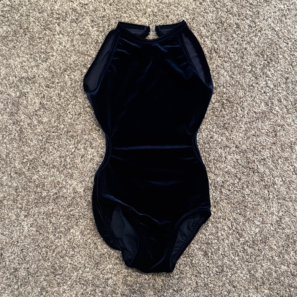 Stylish Navy Velvet Kids Leotard